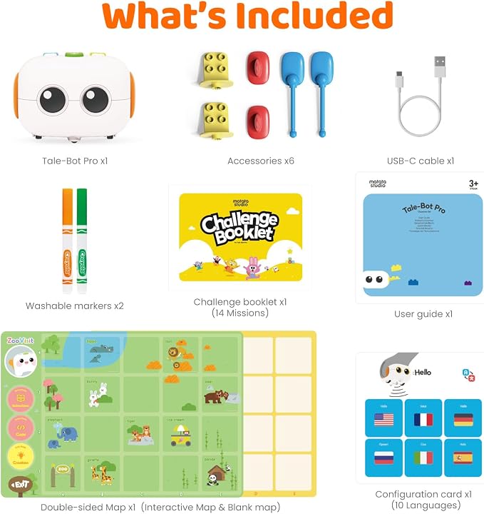 Upgraded Talebot Pro Coding Robot for Kids Aged 3-5, Education & Learning Toys for Toddlers to Learn Early Programming, Screen-Free STEM Robotics for Classroom Pre-k Kids Homeschool