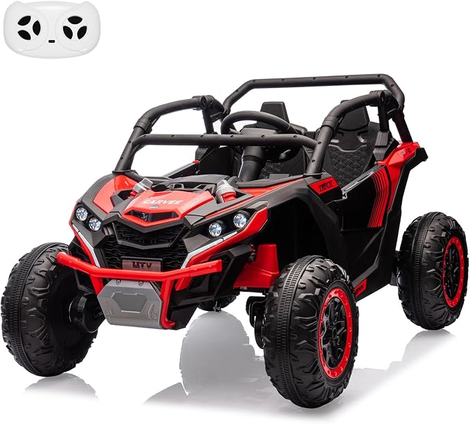 Garvee 24V 2-Seater Kids Ride on Car with Remote Control 4WD Electric Truck, Ride on Toy Off-Road UTV with 4-Wheel Shock Absorber, LED Lights, Music