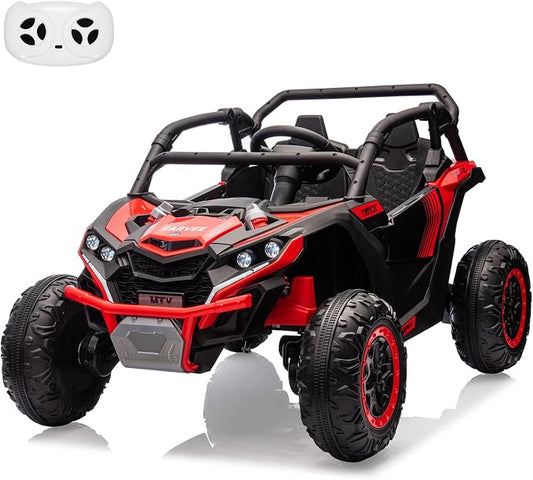 Garvee 24V 2-Seater Kids Ride on Car with Remote Control 4WD Electric Truck, Ride on Toy Off-Road UTV with 4-Wheel Shock Absorber, LED Lights, Music