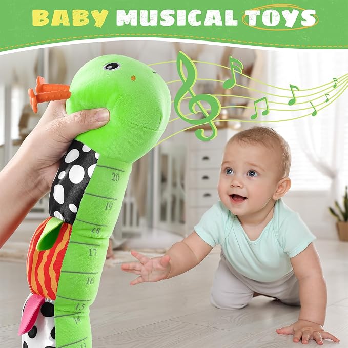 AWOTOY Baby Toys 6-12 Months Music Caterpillar,Stuffed Animals Infant Toys 0-3-6 Months,Baby Sensory Toys Tummy Time with Crinkle Rattle Teething Toys Boys Girls Gifts Birthday Shower Gifts
