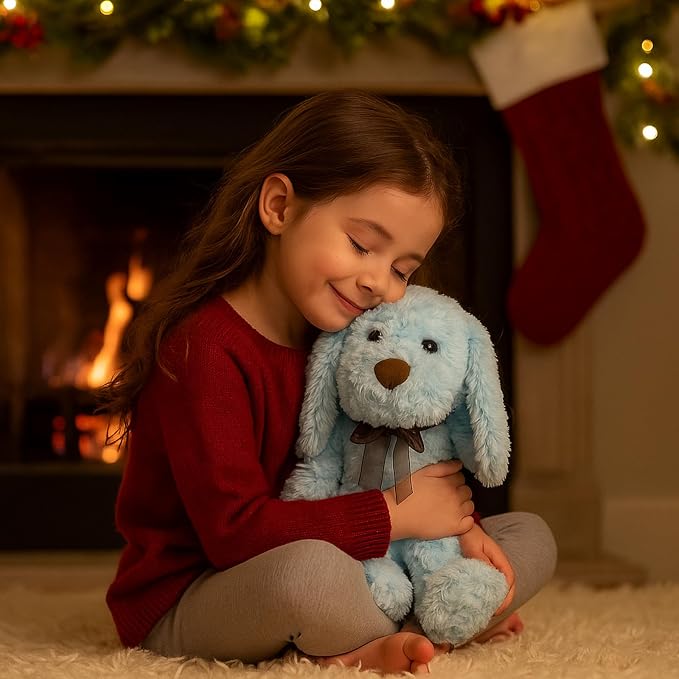 WEIGEDU Blue Goldendoodle Furry Poodle Puppy Dog Blue Stuffed Animal Plush Toys for Kids Boys Girls Birthday Bedtime Xmas Gift, 11.8 inches