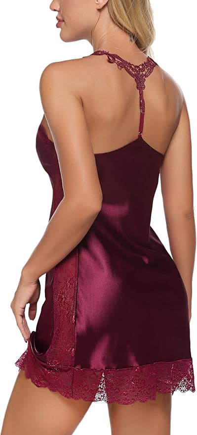 Avidlove Women Lingerie Satin Lace Chemise Nightgown Sexy Full Slips Sleepwear S-4XL