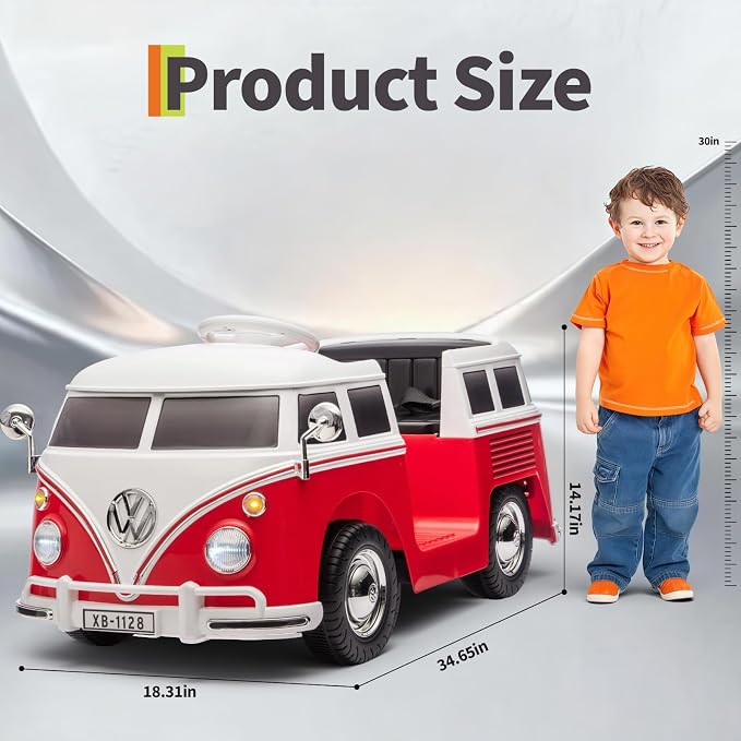 6V Licensed Volkswagen Electric Ride-on Car for Toddlers with 4.5AH Long-Lasting Power Battery, Ride on Bus with Led Light, Horn and Music, Battery Powered Ride on Toy for Kids - Gift for Sweets