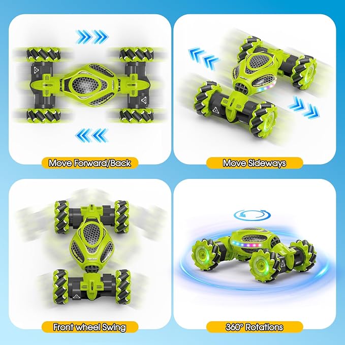 Gesture Sensing RC Stunt Car, Remote Control 2.4GHz 4WD Hand Controlled Car Toys for Boys and Girls Age 6-12, 360° Rotating Drift RC Cars with Lights and Music, Ideal Birthday and Christmas Xmas Gift