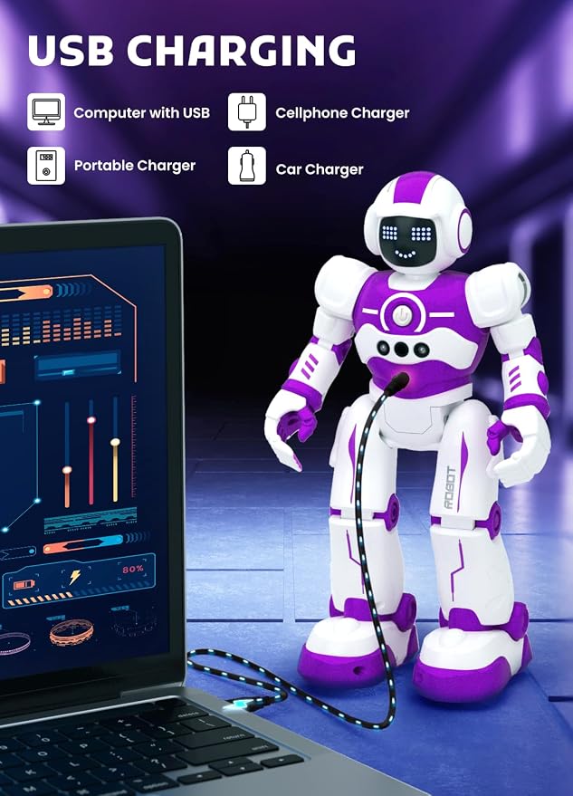 Robot Toys for Kids,Programmable Remote Control Smart Walking Dancing Robot Toy with Gesture & Sensing for Age 4 5 6 7 8 9 10 Year Old Boys Girls for Birthday Present,Purple
