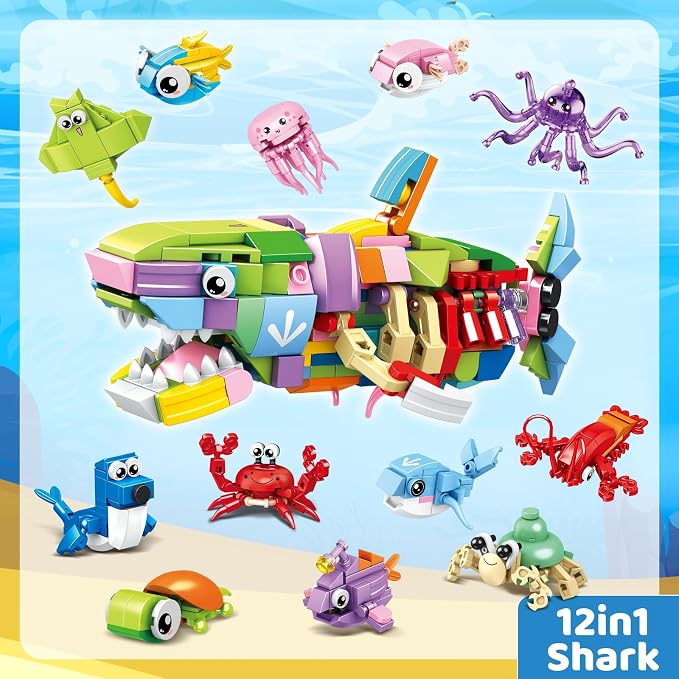 36 PCS Mini Building Blocks Sets Party Favors for Kids 4-8, Small Ocean Animals Building Blocks Sets for Goodie Bag Stuffers, Prize Box Toys for Kids Classroom, Classroom Prizes
