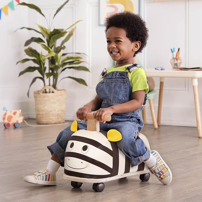 B. toys – Ride-On Zebra – Ride-On Toy for Toddlers – Soft Seat – Wooden Toys – 18+ Months – Zippity Zebra
