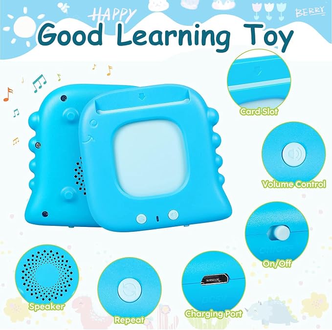 Talking Flash Cards, Kids Toddler Flash Cards with 510 Sight Words, Autism Sensory Toys, Speech Therapy Toys, Learning Educational Toys Gifts for Age 3 4 5+ Years Old Boys and Girls (Dinosaur Green)