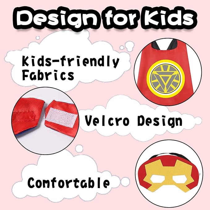 Birthday Gifts for 6 Year Old Boys -Party Supplies for Kids, Superhero Dress up Costumes Gifts Toys for 3-7 Year Old Boys Toddler Halloween Cosplay Christmas 4 Pcs