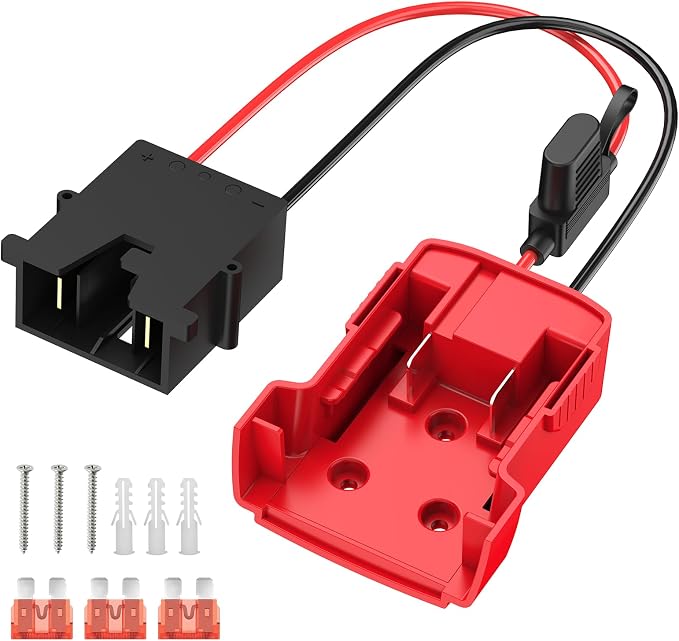 Kzreect Battery Adapter Compatible with Milwaukee 18V Battery, Conversion Kit with Fuse Holder and Wire Harness Connector Compatible with Fisher-Price 12V