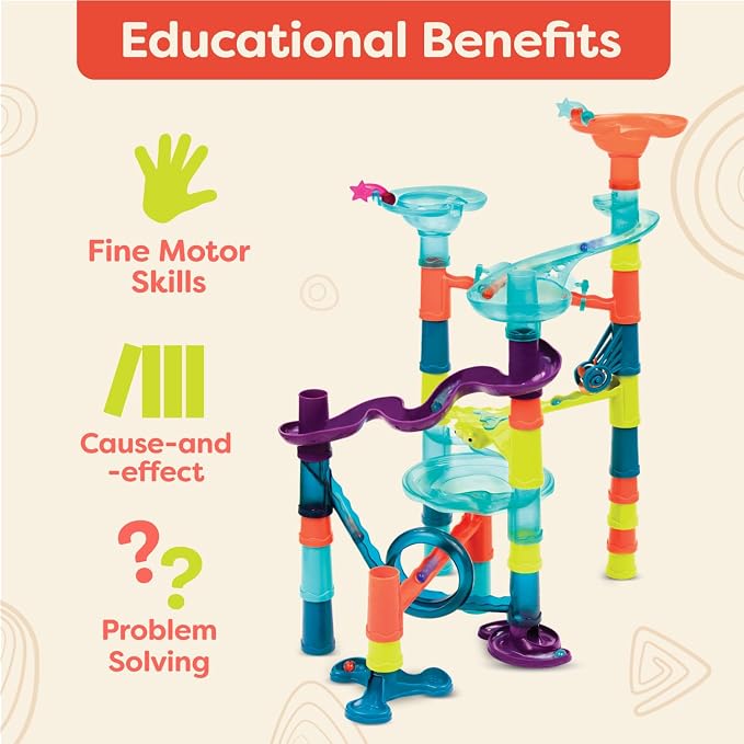B. toys – Marble Palooza – Buildable STEM-Based Maze Run Kit Featuring 38 Interlocking Components – Logical Thinking and Fine Motor Development Set for Inquisitive Kids – 3+ Years