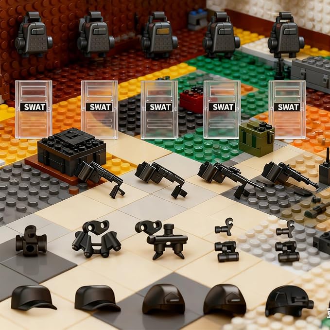 Military Weapons Pack, Classic Building Block Military Toy Accessories Hat, 36 Piece Army Figure Accessory Combo, Compatible with Major Brands