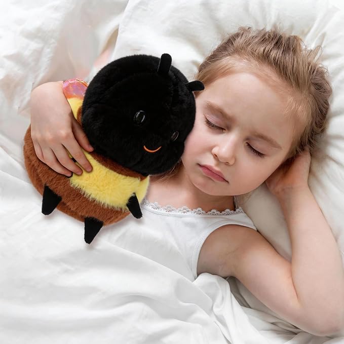 Chubby Smiling Bumblebee Plush Toy - Cute & Fluffy Bear Bee Stuffed Animal, Soft Companion for Kids & Adults, Unique Insect - Themed Gift (8 inch)
