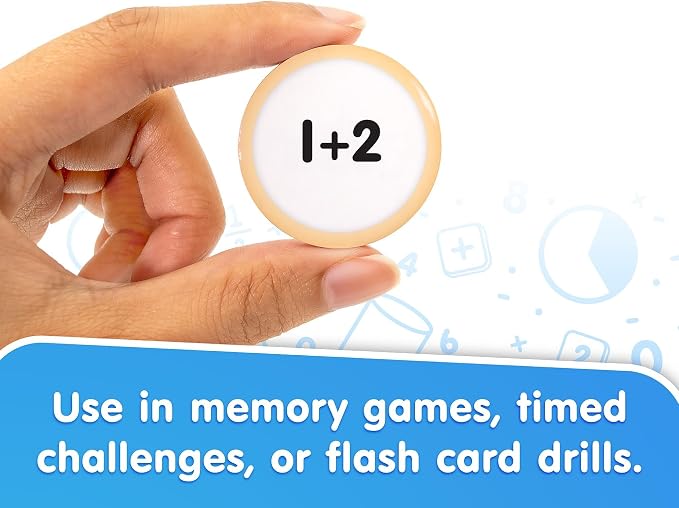 Junior Learning: Addition Snacks - Hand-On Math Practice Game, Problems On One Side - Solution On The Other, Donuts Theme Double-Sided Cards, Kids 5+