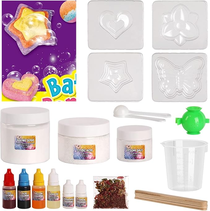 Bath Bombs Science Lab - Create 10 Baths Bombs, Bath Toys for Kids - Great Gifts for Girls Age 8-12, Crafts Kit for Girls, Spa Kit for Girl