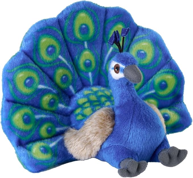 Wild Republic Cuddlekins Eco Mini Peacock, Stuffed Animal, 8 Inches, Plush Toy, Fill is Spun Recycled Water Bottles, Eco Friendly