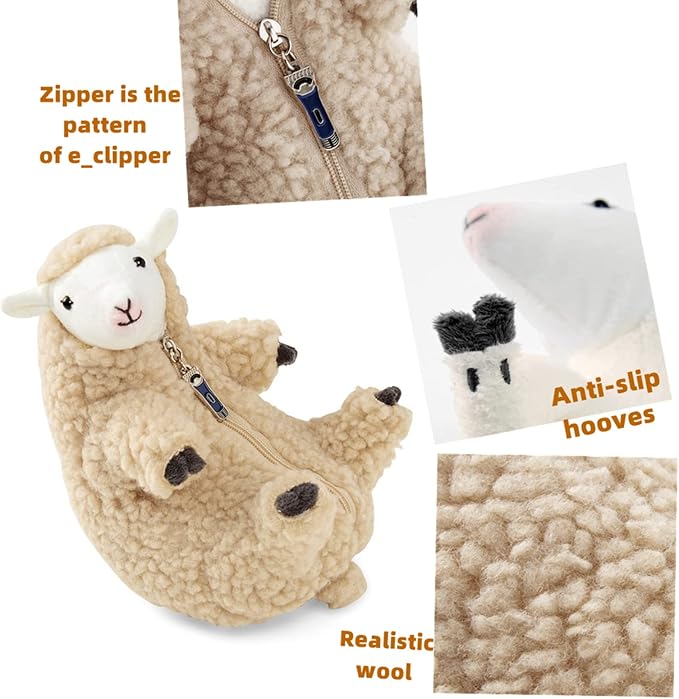 Furvana Shaved Sheep Stuffed Animal, Sheep Plush Toy, Cute Plushie for Girls, Sleeping Pet Buddy, Lamb Stuffed Animal Best Birthday Gifts for Women Boys Teens, Small Plush Toy