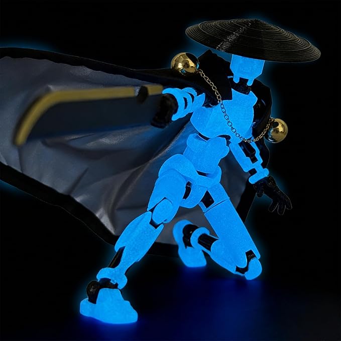 T13 Assembly Completed Action Figures,T-13 Action Figure, Robo 13 3D Printed Action Figure - The Ultimate Hero for Action-Packed Playtime,5.2 Inch, Blue(Glows in The Dark)