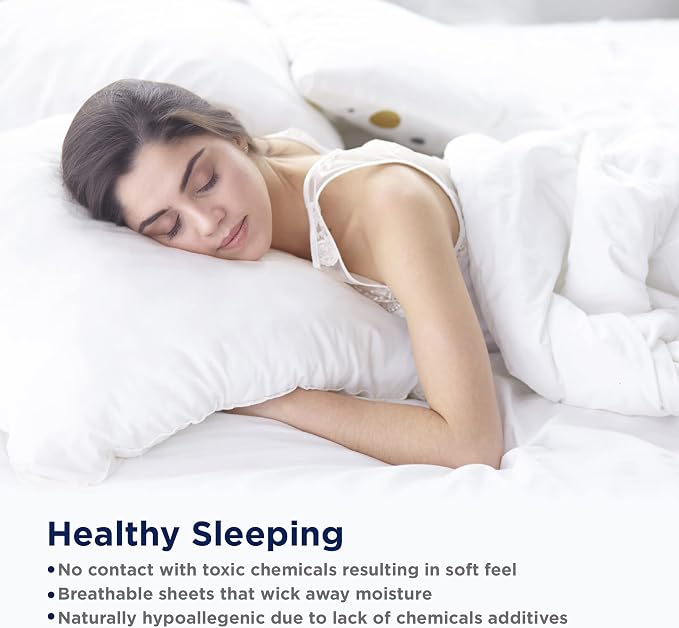 LANE LINEN Twin XL Bed Sheets 100% Organic Cotton 3pc Percale - Polka Dot | Twin XL Sheet Set, GOTS Certified Organic Cotton Percale - Best-Value Organic Cotton, Affordable Organic Luxury