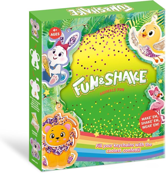 MZYTOZA Fun & Shake DIY Glitter Craft Kit with Keychains for Kids,Art & Craft Activity,Creative Travel Toy, Party Favors & Valentine's Gift for Ages 4-9
