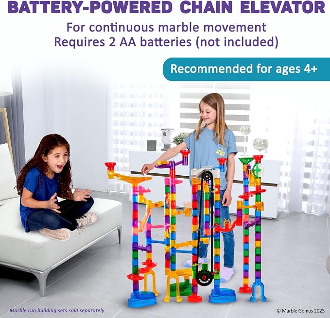 Marble Genius Automatic Chain Lift - Marble Run Accessory Add-On Set for Creating Exciting Mazes, Tracks, and Races - Endless Fun, and Creativity, Experience The Thrills of Marbles Racing