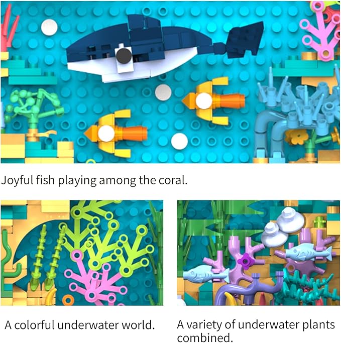 TG BLOCKS Micro Brick Ocean World Building Set, 3D Wall Art Home Office Decoration or Table Display, Creative Building Craft Set, Ideas Gift Building Toy for Adults,Teens Ages 8+ Kids