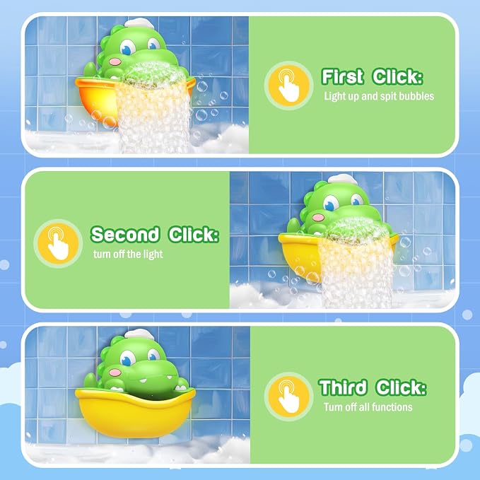 Baby Bath Toys Light Up Bath Bubble Machine with Colourful Light Bathtime Shower Bath Toys for Kids Ages 1-3 4-8 Birthday for Toddler Boys Girls