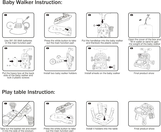 QDRAGON 3 in 1 Baby Walker and Activity Center for Girl, Learning to Walk, Sit to Stand, Early Educational Push Toys with Music Panel for Infant Toddler 12+ Months Pink