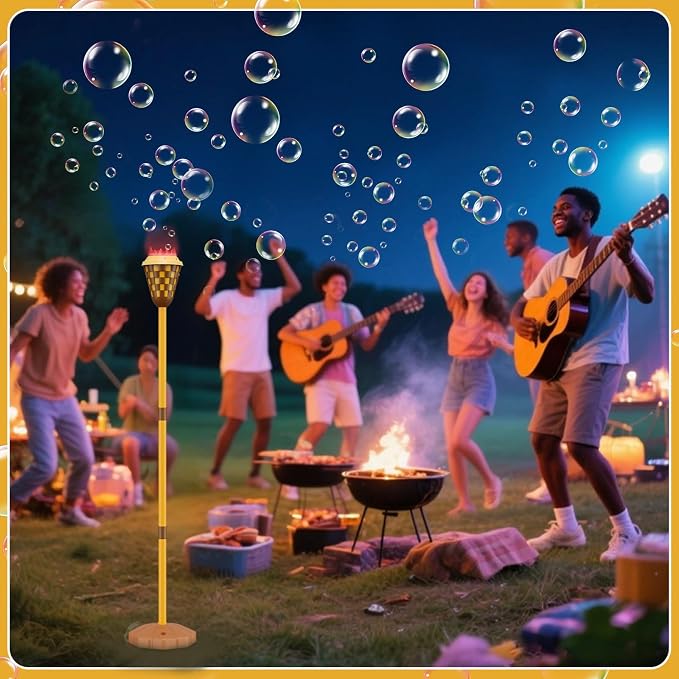 Bubble Machine for Kids, Garden Lamp Bubble Toy with Colorful Lighting and Music for Toddlers, Rechargable Bubbles Blower Maker Outdoor Toys for Halloween Birthday Christmas Party