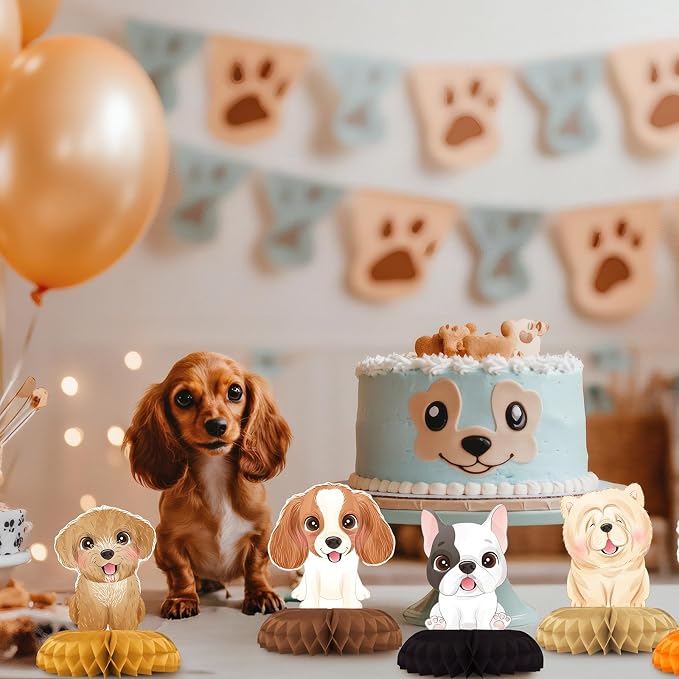 12 Pack Puppy Table Decorations - Puppy Party Decorations for Kids' Birthday and Baby Shower - Puppy Table Toppers