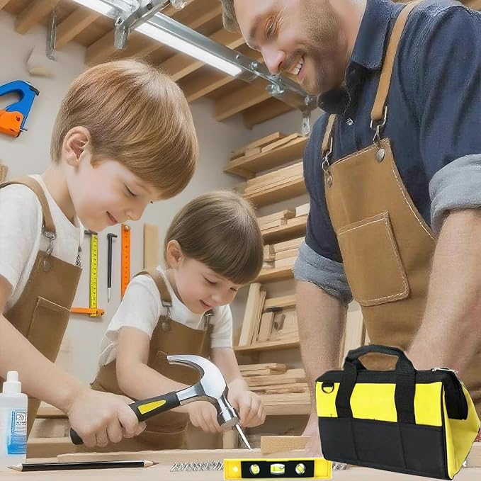 Kids Real Tools Set -38-Piece Hand Tool Kit with Tool Bag, Woodworker Apron & Hand Saw - Learning Gift for Boys & Girls Age 6+, Children Home DIY Construction and Woodworking