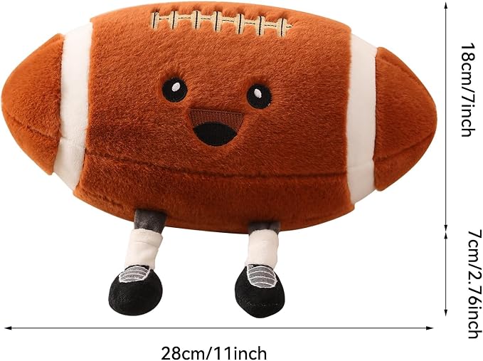Football Plush, Funny Football Stuffed Animal Toy for Kids, Cute Football Plush Gift for Fans, Sport Throw Pillow for Boys Room Decor, Couch or Bed Birthday Gifts (Football 9 Inch)