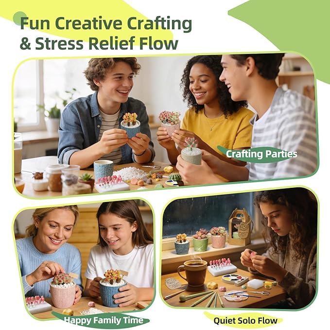 Microland Craft Kits for Teens Crafty Clay Kit for Succulents Flower Making Fun Adult Activities of Arts and Crafts Art Therapy Crafting Set Creative Gifts for Women Teen Girls Artist Gifts for Mom