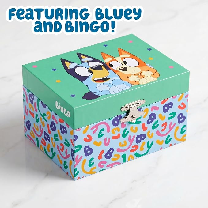 Bluey & Bingo Jewelry Box for Girls Musical Jewelry Box with Spinning Figurine, Bluey & Bingo Toys for Kids Ages 3-5 Plays Bluey Theme Song
