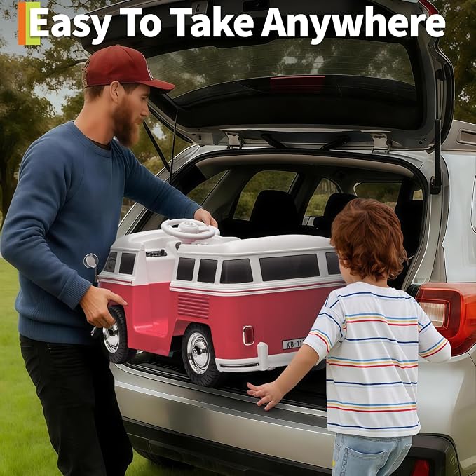 6V Licensed Volkswagen Electric Ride-on Car for Toddlers with 4.5AH Long-Lasting Power Battery, Ride on Bus with Led Light, Horn and Music, Battery Powered Ride on Toy for Kids - Gift for Sweets