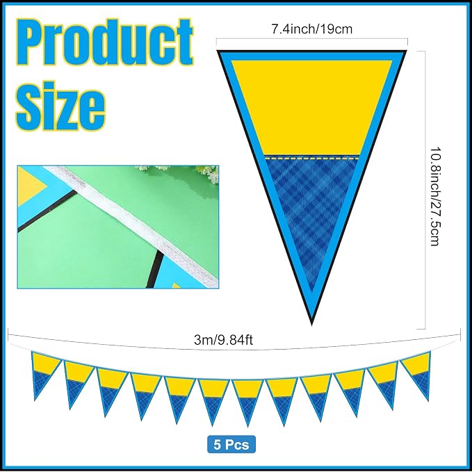 Tiamon 5 Pcs Yellow Cartoon Birthday Party Decorations Yellow Banana Triangle 49.2 ft Flag Pennant Banner Garland Streamer for Birthday Baby Shower Cartoon Themed Party Supply