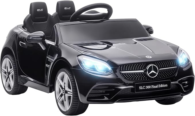 Aosom Mercedes SLC 300 Licensed 12V Ride On Car for Kids with Remote Control, 2 Speeds, Battery Powered Kids Electric Car with Music, Lights, Suspension for 3-6 Years Old, Black