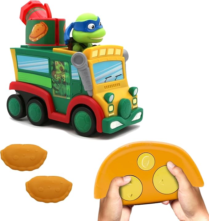 Teenage Mutant Ninja Turtles: Mutant Mayhem - Calzone Drift RC | Full-Function Remote Control Vehicle | 2.4 GHz Calzone Controller | 180-Degree Cannon Blaster | Leonardo Bobblehead | Ages 6+