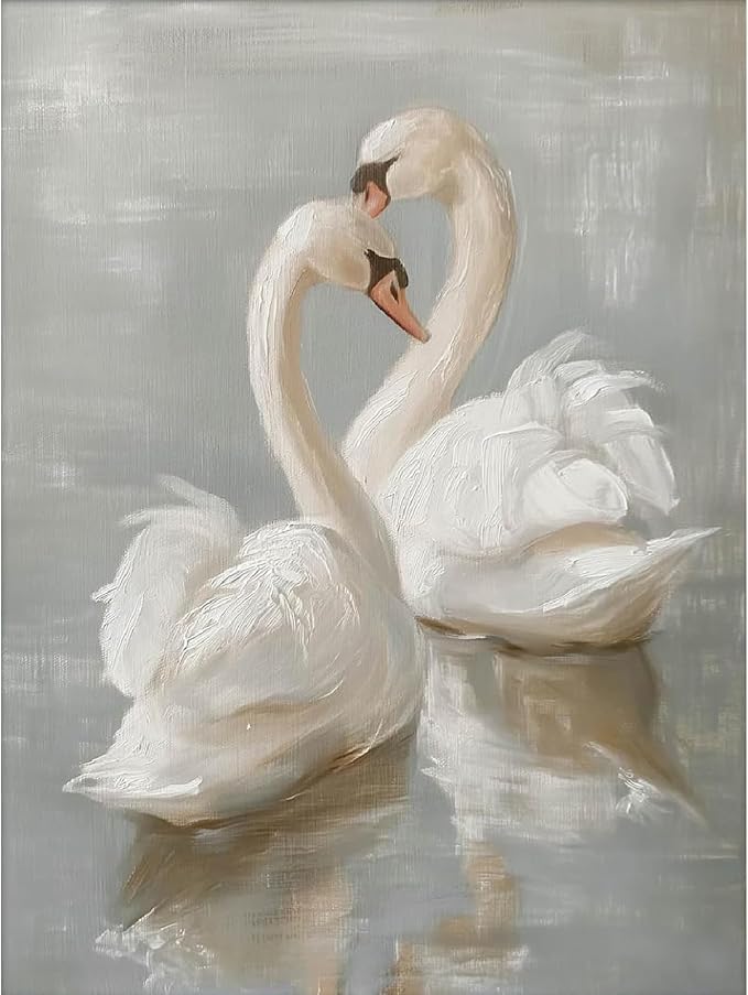 Paint by Numbers for Adults and Kids Beginner, Vintage Swan Painting by Number Kits On Canvas Number Artist Paint by Number Kit Oil Painting Acrylic Paints Home Wall Decor Gift 12X16 inch