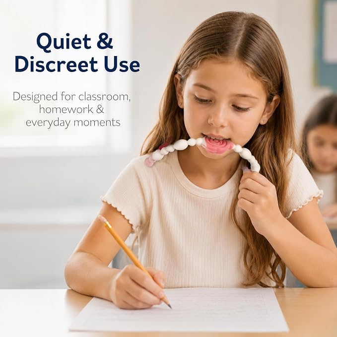 Flower Chew Necklaces for Sensory Kids 2 Pack, One-Piece Silicone Chewelry for Nail Biting Prevention, Sensory Fidget Necklace for Kids & Adult with ADHD & Autism, Classroom Chew Toys for Toddlers