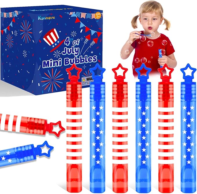 100 Pack 4th of July Mini Bubbles Bulk,Red White Blue Party Favors Supplies for Kids,Goodie Bags Stuffers,Parade Throws,Classroom Games Activities Prizes,Outdoor Toys Patriotic Accessories Decorations