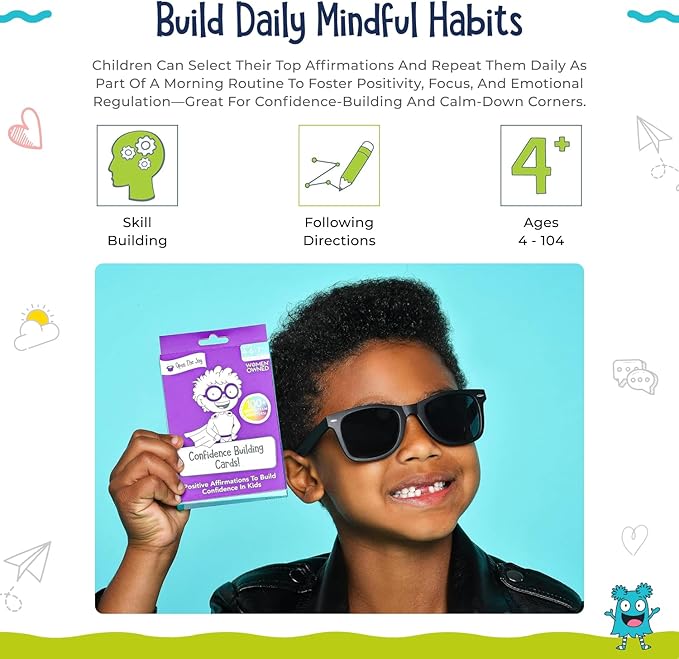 Confidence Building Cards for Kids | 50+ Positive Affirmation & Self-Esteem Building Activities | Mindfulness, Emotional Intelligence & Self-Reflection Deck | Screen-Free Learning Tool for Ages 4+