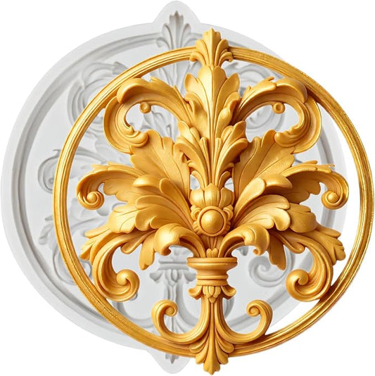 Baroque Relief Lace Silicone Mold Curlicues Scroll Lace Polymer Clay Mold Vintage Relief Flower Filigree Molds for DIY Crafts Epoxy Resin Casting Air Dry Polymer Clay Plaster Jewelry Making