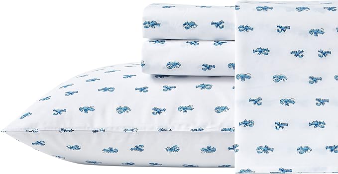 Nautica - Twin Sheet Set, Crisp & Tailored Cooling Sheets with a Smooth Cotton Percale Lightweight Feel - Bed Sheets with Matching Pillowcase & Fitted Sheet (Cloyster Blue)