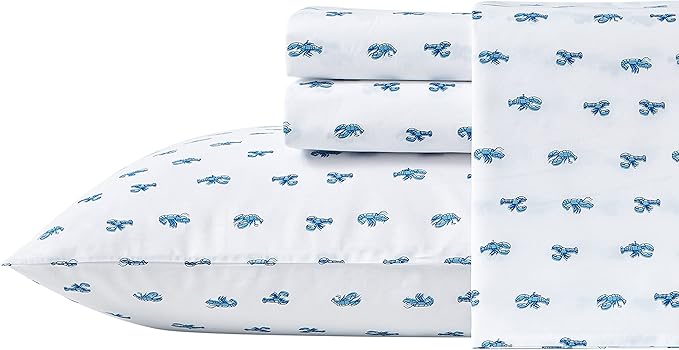 Nautica - Queen Sheets, Cotton Percale Bedding Set, Crisp & Cool, Coastal Home Decor (Cloyster Blue, Queen)