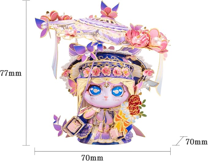 MU 3D Metal Puzzles for Adult Flower Lady Cat Figures Model Kitty Assembling, Metal Models Kits Miniature Building, Hobby Birthday New Year Gifts Home Desk Decor Collectibles