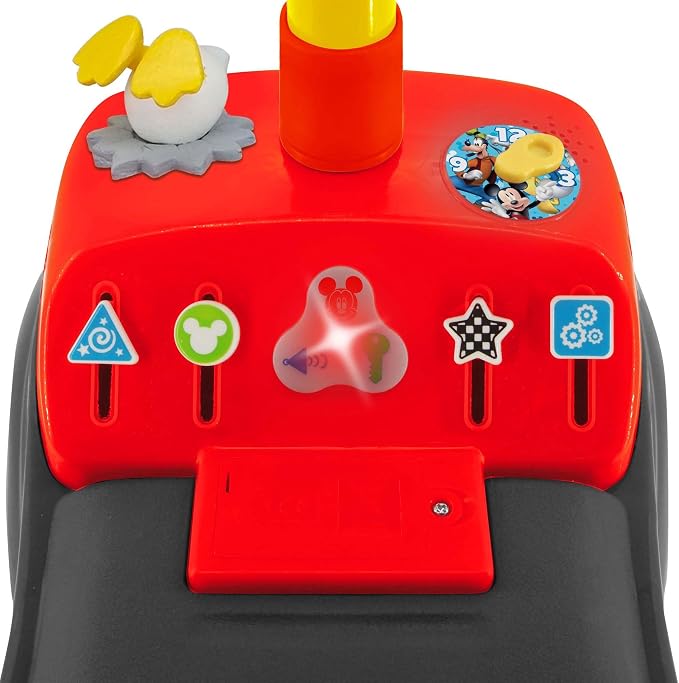 Kiddieland Mickey Mouse Lights & Sounds Ride-On Push Toy, Foot-to-Floor Toddler Ride On Car, Interactive Dashboard, Ages 12–36 Months, 55 lb Limit, Batteries Included