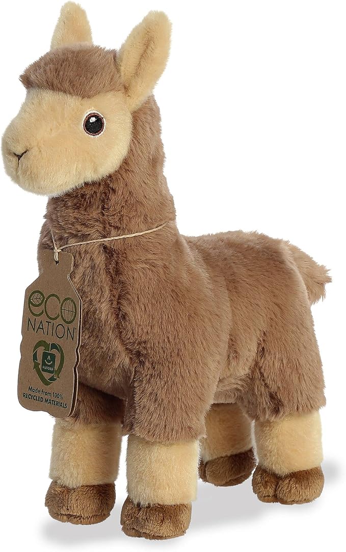 Aurora® Responsibly Made Eco Nation™ Tan Llama Stuffed Animal - Ideal for Playtime Adventures - Perfect for Birthdays or Just Because - Brown 9.5 Inches