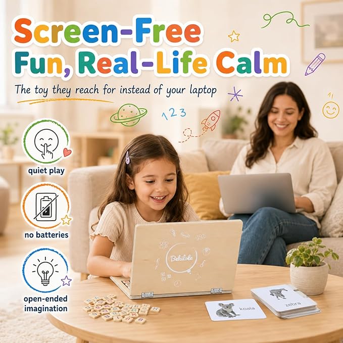 Montessori Toys 11.8" Laptop Preschool Learning Activities 3 Year Old Boy Gift, Pretend Play Toddlers Birthday Gift ,Learning and Educational Toys for 3 4 5 6 7 8 Year Old Kids