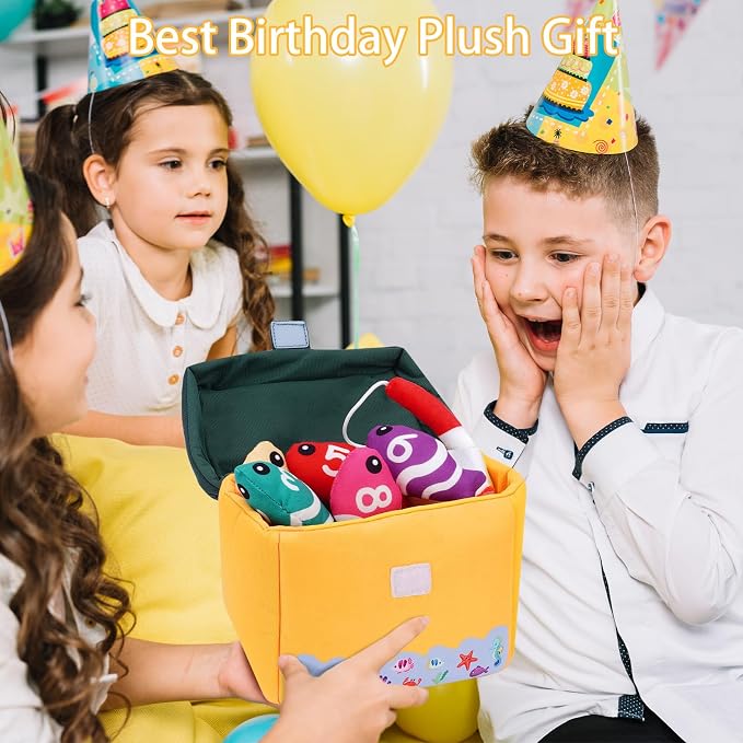My First Tackle Box Plush, Baby Fishing Toy Plushy with 10 Pcs Tool Plushies for Toddlers, First Birthday Gifts for Boys Girls